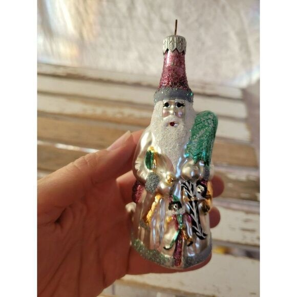 white glass Santa marionette puppeteer tree ornament Xmas - Picture 1 of 9